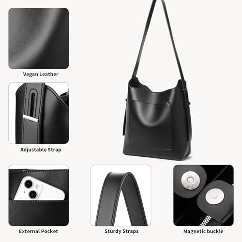 Bolso Tote de cuero para mujer con asa grande miniatura 4