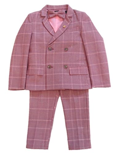 Costume à carreaux garçon double boutonnage veste revers échancré pantalon