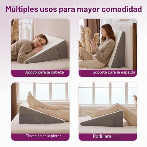 Almohada de cuña triangular ergonómica de 8 pulgadas con base de espuma firme 5
