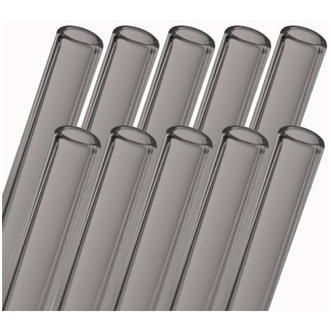 AOMI Glass Blowing Tubes, 10pcs 8inch Long Translucent Black OD 12mm 8mm ID 2mm Wall Thickness Borocilicate Glass Tubes for Cut Art DIY Cover