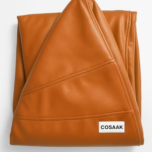 Image of Bean Bag Cover, Faux Leather, 66 x 86 x 112 cm, Indoor Gaming and Reading Chair (TAN, XXL, Solid)