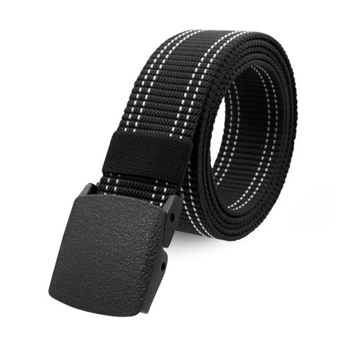 Military Tactical Nylon Mens Belt - Adjustable Web Belts with Non-Metal Buckle for Outdoor Sports, Training, 59 Inches Length