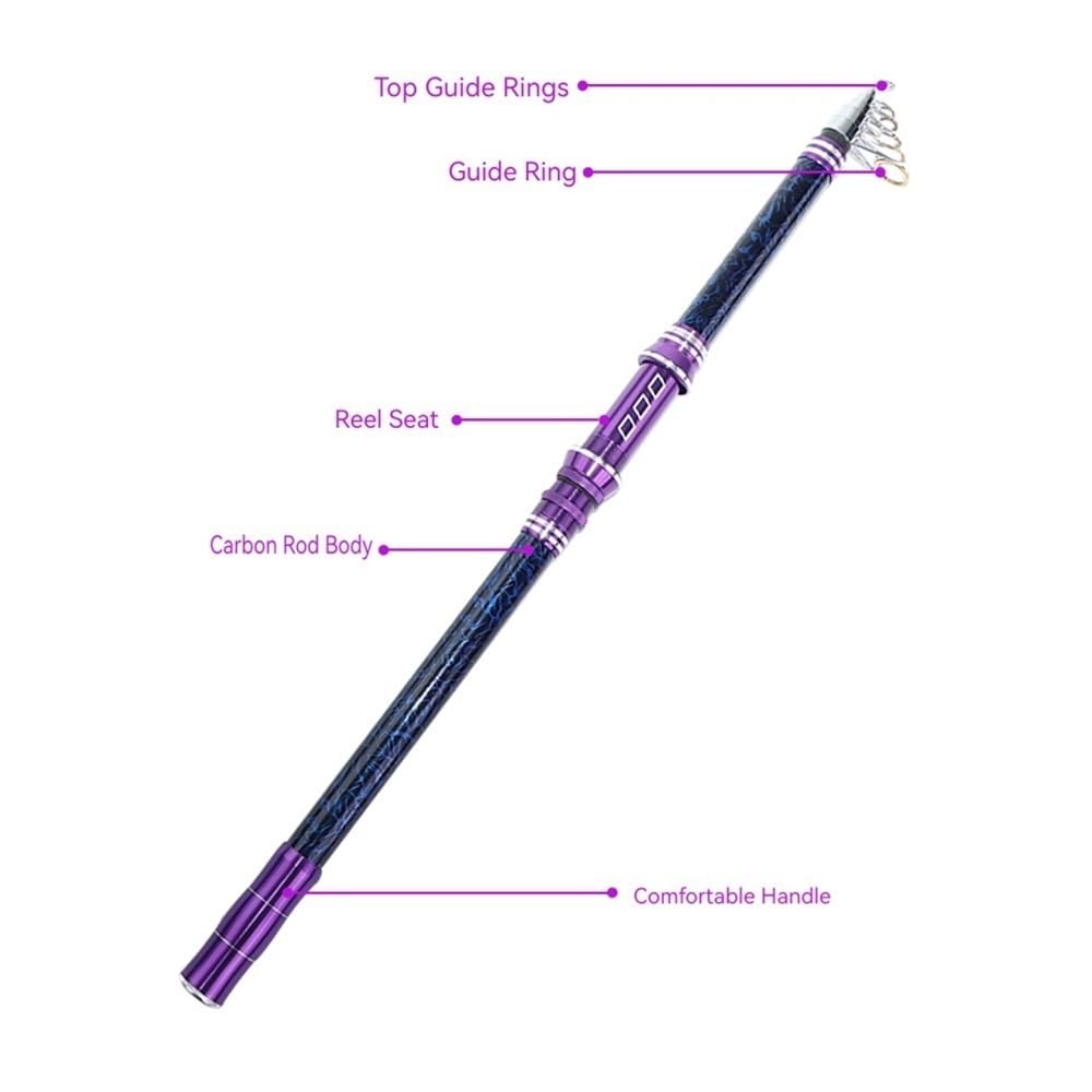 Canna da pesca a 5 strati con inserto in legno per orchidee, canna da pesca a lungo raggio 2,1 m-3,6 m per acqua dolce, acqua dolce o acqua dolce