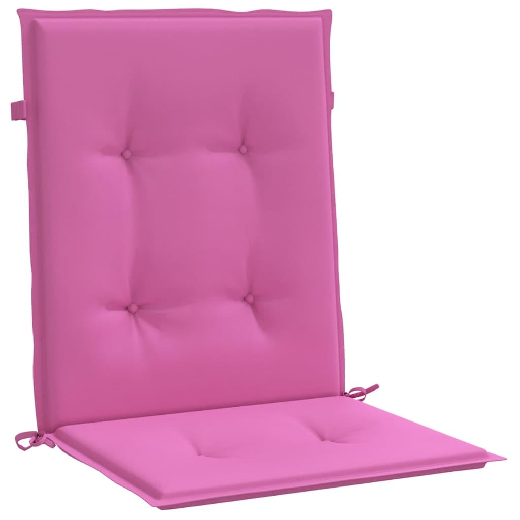 Set di 2 cuscini per sedia a schienale basso, 100 x 50 x 4 cm, in 100% poliestere, con fibra di schiuma, antiscivolo, per sedie da giardino, balcone e terrazza, colore rosa