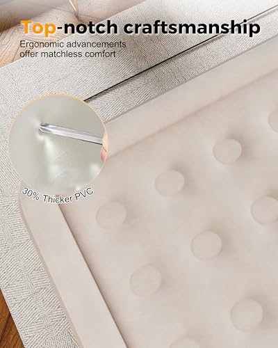 Image of Full Air Mattress with Built in Pump, Single Blpw up Air Bed with Portable Storage Bag, Suitable for Home and Guests, Top Flocking, 18 inch Full Khaki