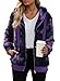 Nirovien Womens Full Zip Up Sherpa Jacket Tie Dye Fuzzy Fleece Jacket Teddy Coat for Women with Pockets(Dark Purple,M)