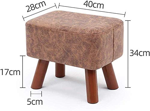 Repose-Pieds Ottoman en Cuir Rembourré avec Pieds en Bois - 3