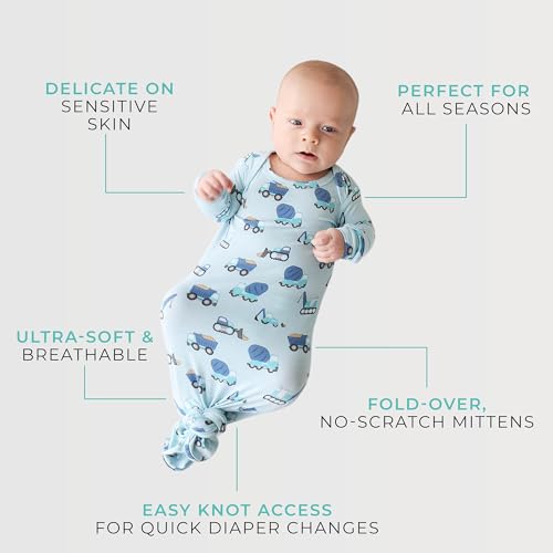 Posh Peanut Knotted Newborn Gown - Newborn Gowns For Girls 0-3 Months4