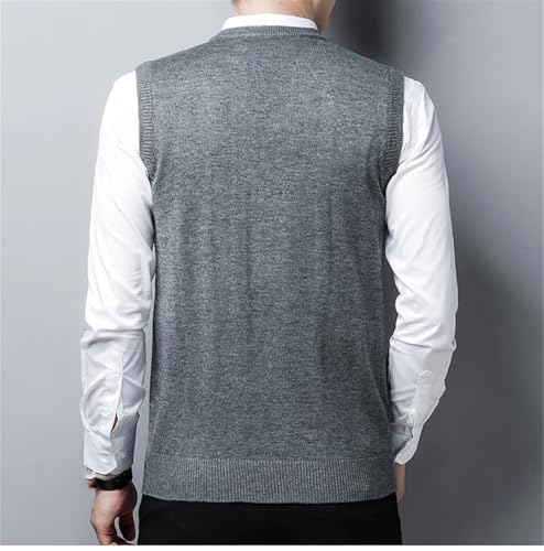 Men's Wool Plaid Sweater Vest Sleeveless V-Neck Knitted Pullover Waistcoat Outwear Tops3