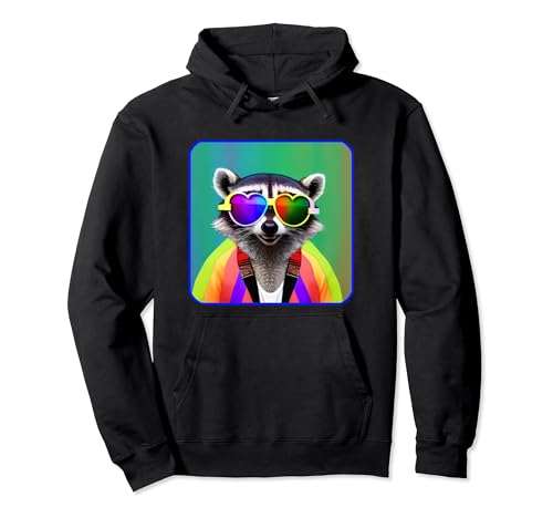Gay Pride Mois Rainbow LGBTQ Raccoon Lovers Sweat à Capuche