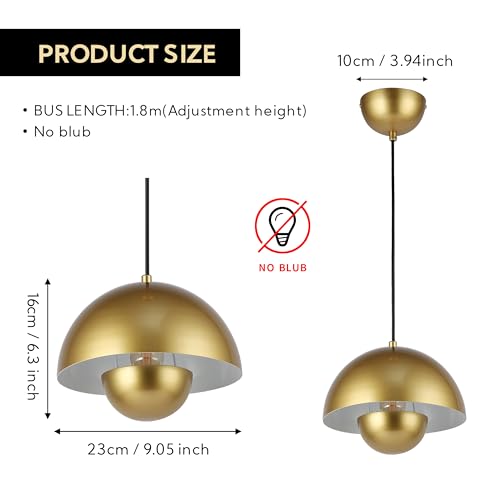 SUNLLOK Modern Flowerpot Pendant Light, Round Metal Pattern Mini Downward Dome Shade Ceiling Hanging Lamp - Image 3
