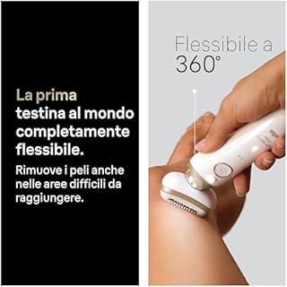 Braun Silk Epil 9 Flex Epilatore Elettrico Donna con Testina Flessibile 360° Per Epilazione Semplice e Pelle Liscia, Rasoio Elettrico Donna, Wet&Dry, Testina Radente, Cappuccio Regolatore,9-041 3D,Oro