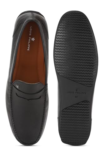 Image of Louis Philippe Men Premium Leather Breathable Lining Material Anti Slip Flat Heel Rubber Sole Formal Loafers