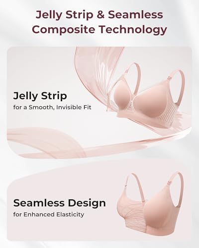 Image of Momcozy CoolFit Nursing Bras for Breastfeeding, Fixed Padding Ultra Stretch Seamless Jelly Strip Maternity Bra, Wireless