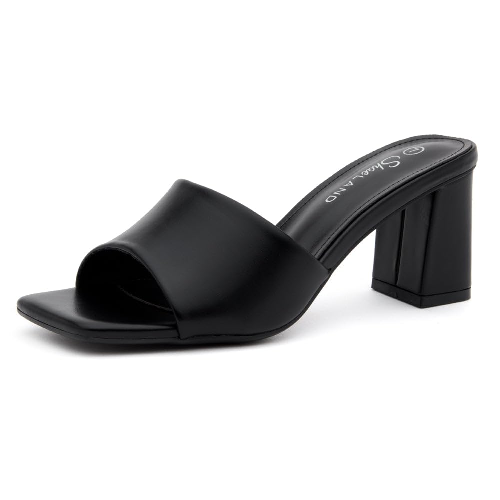 Shoe Land 3 Inch Block Heels for Women – Square Open Toe Slip-On Heeled Mules | Chunky Heel Dressy & Casual Sandals for Party, Wedding, Office | 2025