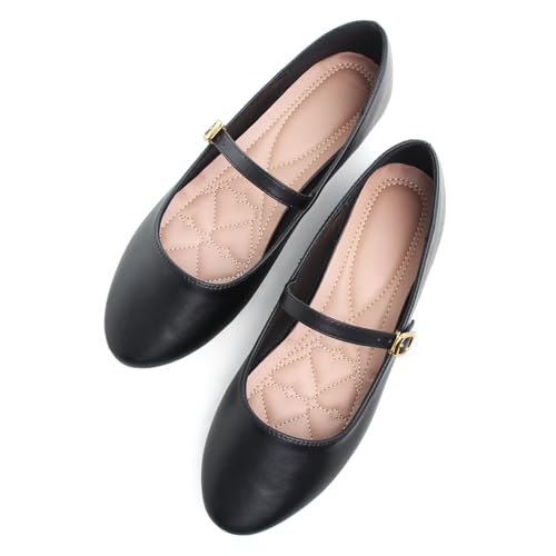 SAILING LU Women's Pointed Toe Mary Janes Shoes Buckle Dressy Comfortable Ballet Flats Slip-On Wear to Work Loafers