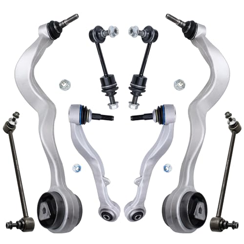 Image of Detroit Axle - 8pc Front End Suspension Kit for BMW 525i 528i 530i 535i 545i 550i, 4 Lower Rearward & Forward Control Arms 4 Front and Rear Sway Bars Replacement