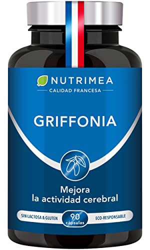 Griffonia Simplicifolia 5htp pura | 1000 mg Por Día Mejora el Sueño Reduce Estrés Ansiedad Insomnio | 90 Cápsulas Fabricado en Francia Nutrimea Cover