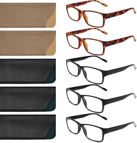 Image of Gaoye Reading Glasses 3-Pack - Blue-Light Filter, UV Protection - Readers with Rectangle Frames