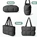 CarryWise Puffer Tote Bag for Women, Large Quilted Puffy Handbag Lightweight Satchel Purse for Work Travel Gym Shop (Black)