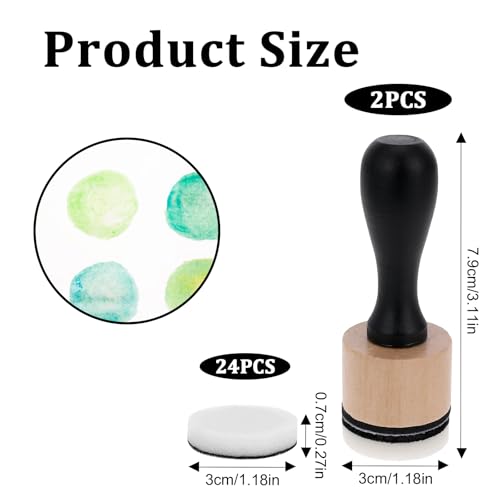 2 sztuki mini narzędzia do mieszania atramentu, 3 x 7,5 cm okrągłe mini narzędzie do mieszania atramentu z 24 wymiennymi podkładkami, okrągłe mini wkłady z pianki do scrapbookingu, rysunku, malowania