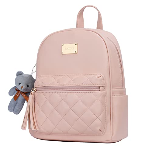 Kkxiu Small Backpack Purse Synthetic Leather Quilted Mini Daypack For Women Fashion Bookbag With Tassel (Pink) #TOP2