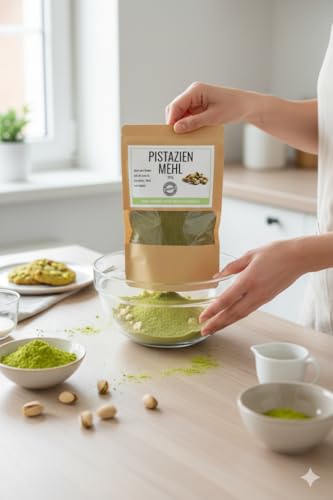 Odenwälder Lebensmittel Premium Pistazienmehl Vegan & Proteinreich Ideal zum Backen Smoothies Müsli & Joghurt Teilentölt & Ballaststoffreich Made in Germany - 300g