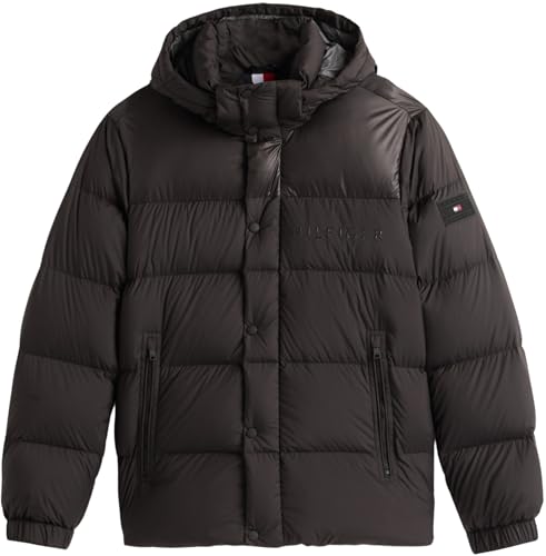 Tommy Hilfiger Herren Pufferjacke Mix Down mit Kapuze, Schwarz (Black), S – Ansicht 5