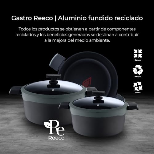 Miniatura 5 de Masterpro Gastro Reeco Cacerola Antiadherente 24 Cm De Diámetro Indicador De Temperatura Aluminio Fundido Reciclado Con Mango Soft Touch Para Todo Tipo De Cocinas