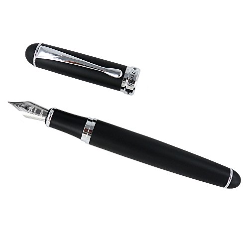 Image of Jinhao Fountain Pen Silver Trim Medium Nib X750 With Gift Case (Frosted Black)