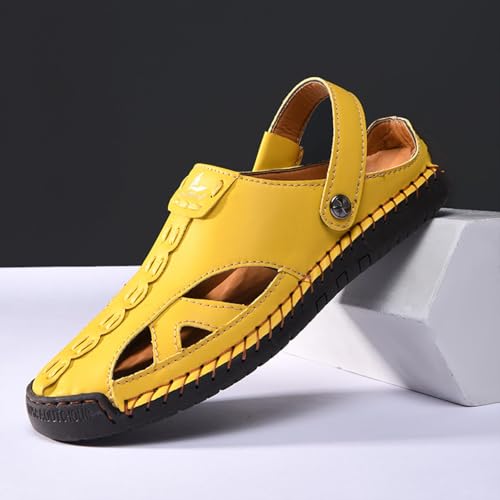 Men's and Women's Casual Leather Fisherman Sandals Slip-On Closed Toe Design,Suitable for Summer,Beach and Travel Lightweight and Breathable4