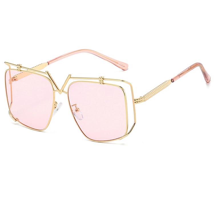 bullabulling Retro Oversized Double Bridge Sunglasses for Women Men Square Punk Sun Glasses 70s Trendy Shades Pilot-style2