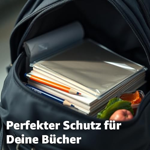 10x Buchumschlag DIN A4 - transparent klar - für Bücher, Hefte, Schulbücher & Buchhülle & Buchschoner & Hefthülle - Heftumschlag für Schule & Büro (Mengenauswahl)