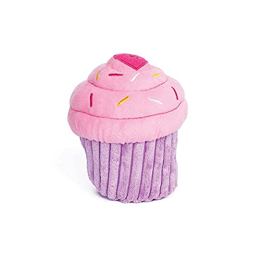 ZippyPaws Birthday Cupcake- Dog Squeaky Toys to Keep Them Busy, Funny Food Plush for Small, Medium, & Large Dogs, Cute Stuffed Puppy Toy, Pet Products, Gift for Dogs of All Breeds, Soft & Cuddly- Pink
