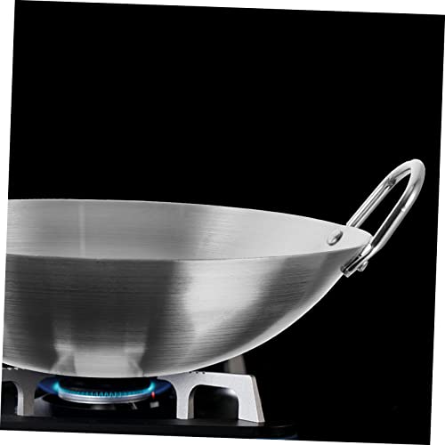 Wok de acero inoxidable con doble asa para cocina miniatura 3