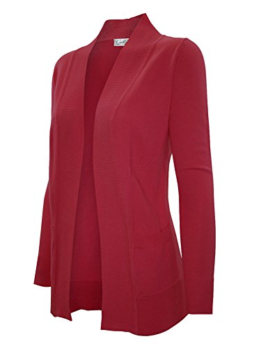 Image of Cielo Women's Solid Basic Open Front Pockets Knit Sweater Cardigan