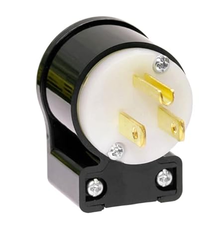 Webber Electronics NEMA 5-15P RA Replacement Plug - Right Angle, 15A / 125V, Easy Assembly, Durable Nylon & Brass Construction, 8 Configurations