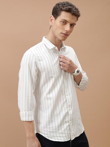 Image of Highlander Men's Slim Fit Striped Shirt | Full Sleeves | Everyday Wear Stylish Shirt for Men