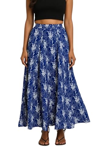 Image of Premium Long Skirt | Stylish Long Crushed Cotton & Unique Prints | Floor Length Skirt for Women | Elastic Waist Premium Maxi Skirt - Comfortable Casual Wear