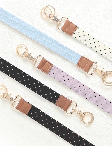 Knagsfa Phone Lanyard Crossbody Strap, Adjustable Neck Strap and Wristlet Strap for Phone Wallet ID Badge, Around the Neck Wristlet Shoulder Wrist Keychain with 2 Phone Tabs, Beige Polka Dots - image 7