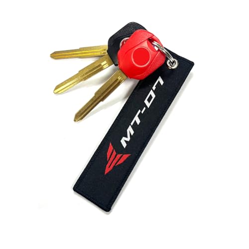 Image of Motorcycle Keychain Metal Key Tag Label Ring Compatible With Yamaha FZ10 MT10 Black Red