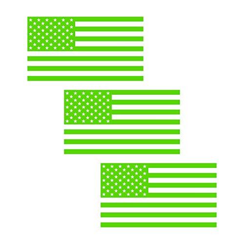 Image of American US Flag [Pick Color /Size] Vinyl Decal Sticker for Laptop /Car /Truck /Window /Bumper (7.5in x 4.2in [3-Pack], Matte Lime Green)