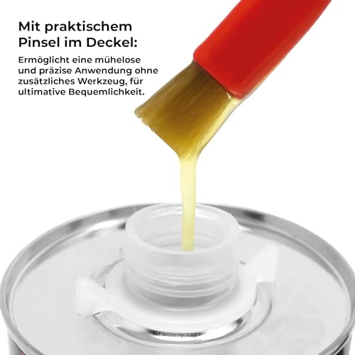 Everglue Kontaktkleber in der Dose mit integriertem Pinsel ist wasserfest, extra stark und elastisch - klebt Schuhsohlen, Leder, Metall, auch geeignet für Schlauchboote und LKW-Planen (250g)