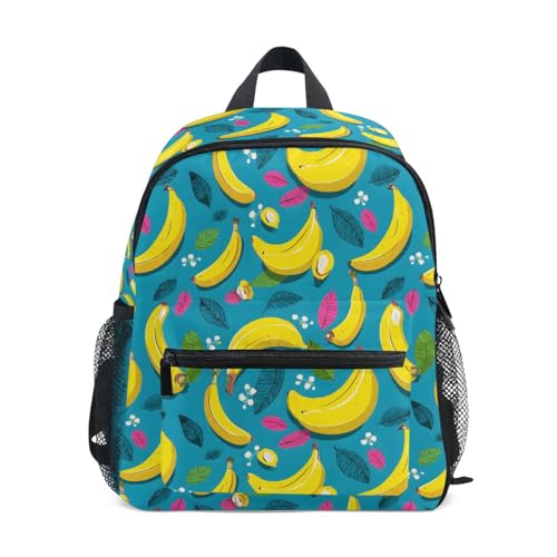panksolu Cute Yellow Banana Toddler Backpack for Boys Girls,Kid Backpack with Chest Clip and Name Tag, M