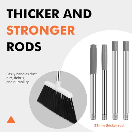 Image of Heavy Duty Broom, 55 Inch Long Handle Outdoor Large Angle Brooms, Commercial Broom for Sweeping Indoor, for Home Garage Kitchen Office Courtyard Lobby Patio Lawn Concrete(Grey&White)