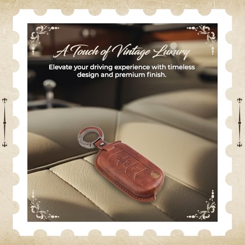 Image of Keyzone Vintage Leather Key Cover for Thar, Scorpio, Bolero, XUV700, XUV400, XUV300, TUV300, Marazzo 3 Button flip Key. (VL - Brown)