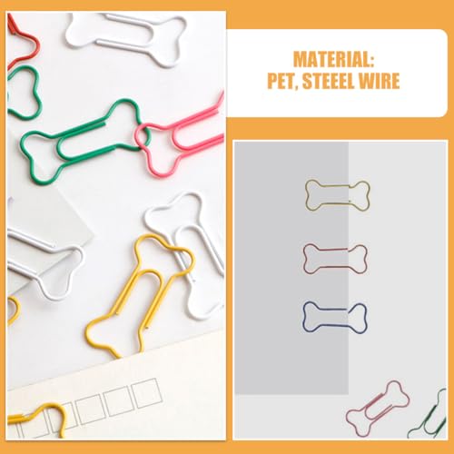 Lurrose 50 Bunte Knochen Büroklammern aus Metall Mittlere Clips für Büro Schule und Haushalt Kreative Lesezeichen mit Lustigem Hunde Design