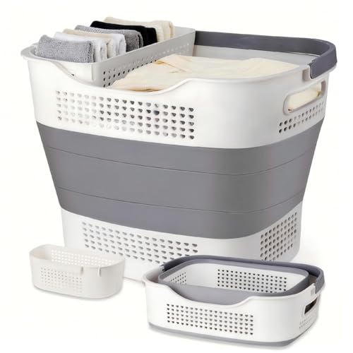 Catálogo para Comprar On-line Cestas del mes. 49 Cesto para Ropa Sucia de Plastico,Cesto Para la Ropa con Asas,Cesto de Almacenamiento de Ropa,Cesta de Lavandería plegable Gran,Capacidad Cest Con Cesta para Ropa Interior,para...