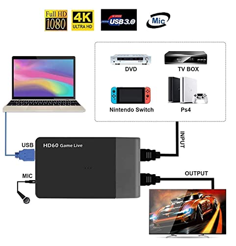 Image of HD60 USB 3.0 HD Video Capture, Game Capture Card 1080P 60FPS Game Recorder Box Device-HDMI Out