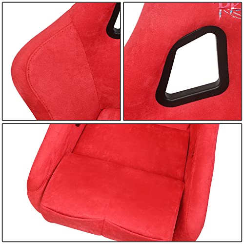 Nrg Innovations Nrg-Frp-302Rdl-Ultra Prisma Fixed Back Bucket Racing Seat W/Bottom Mount, Washed Up Light Red Seat/Gold Sparkle Back #TOP3